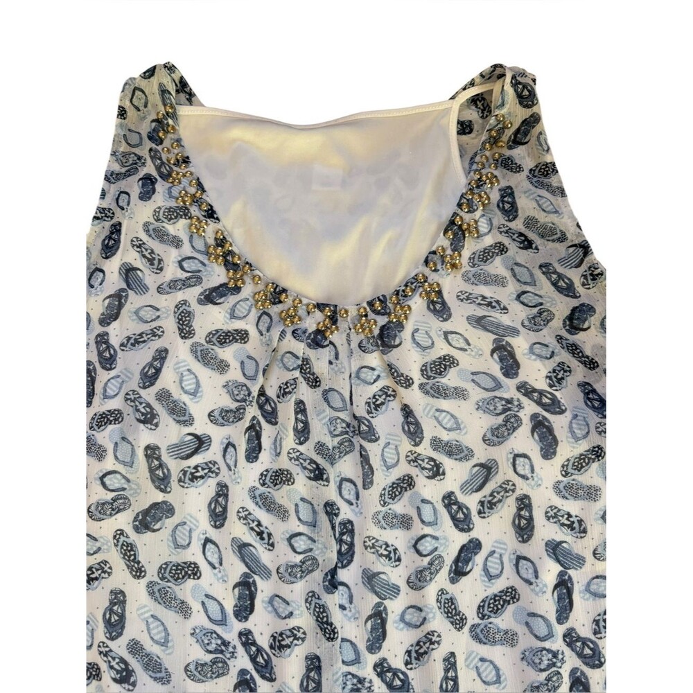 Summer Sleeveless Blouse Tanks Bundle Womens XL Navy Blue White Flip Flop Lace - Picture 10 of 12